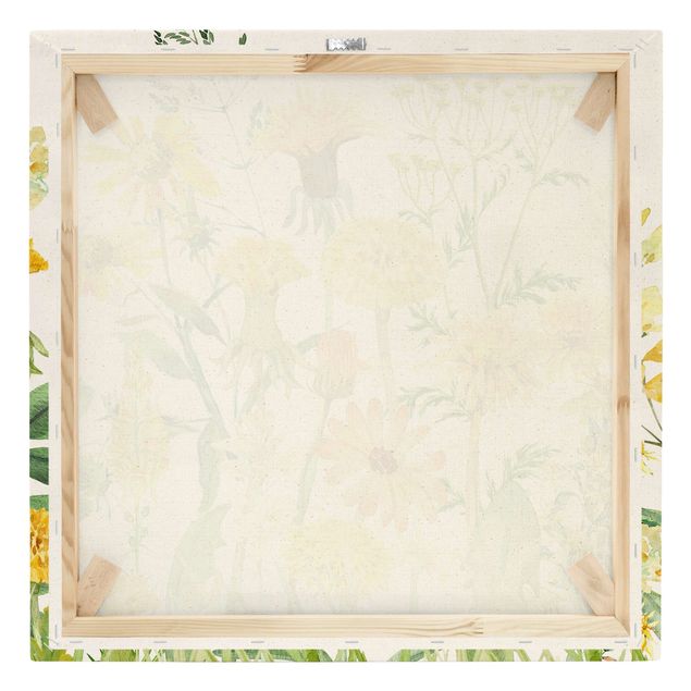 Tableaux muraux Aquarelle - Prairie de fleurs en Gelb