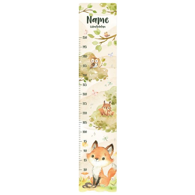 Stickers toise Watercolour fox with custom name