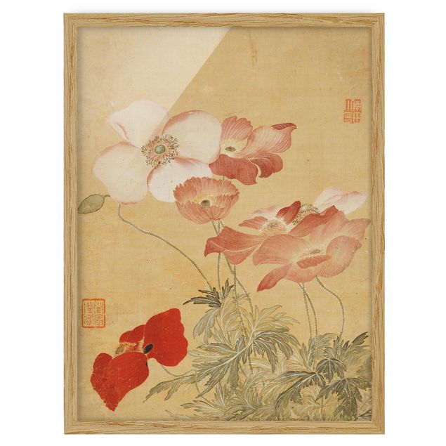 Tableaux encadrés fleurs Yun Shouping - Coquelicot