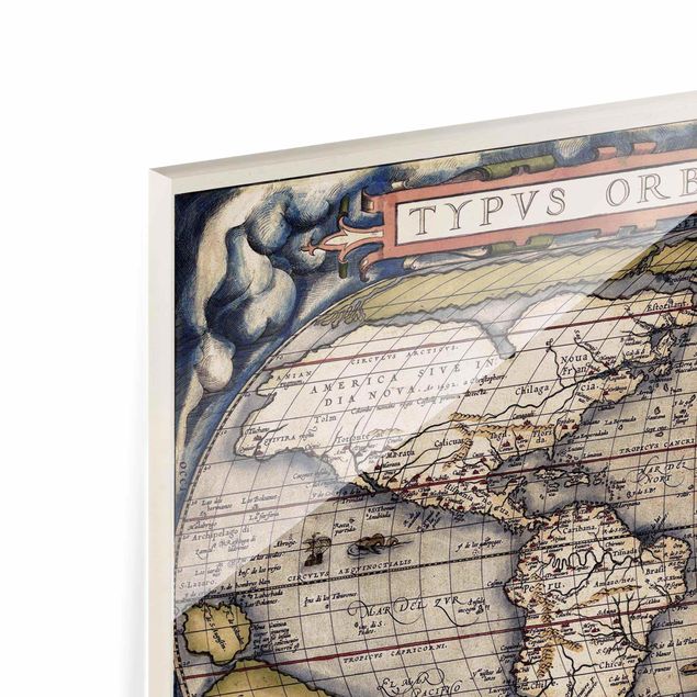 Tableau en verre - Historic World Map Typus Orbis Terrarum