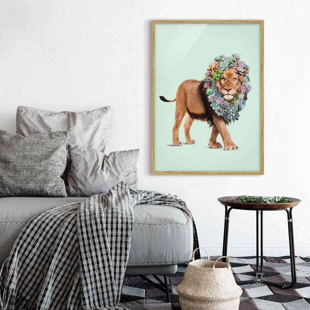 Tableaux lions Lion avec Succulents