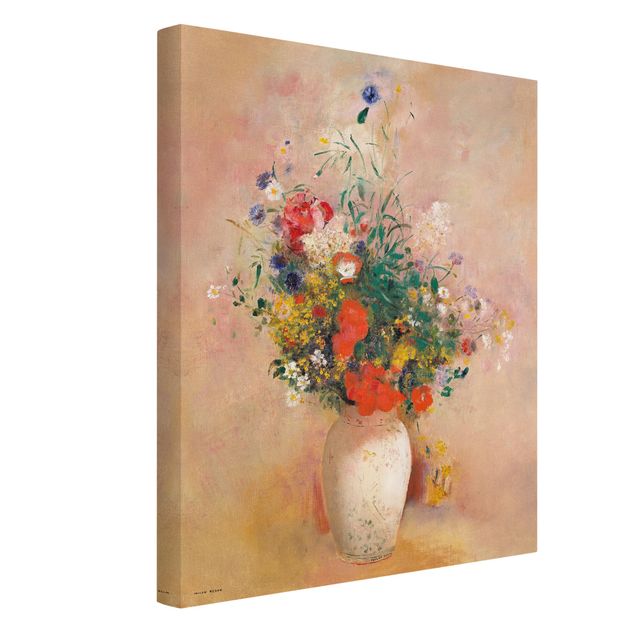 Tableau moderne Odilon Redon - Vase avec fleurs (fond rose)