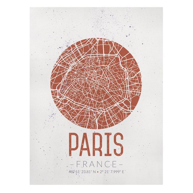 Tableaux modernes Plan de ville de Paris - Rétro