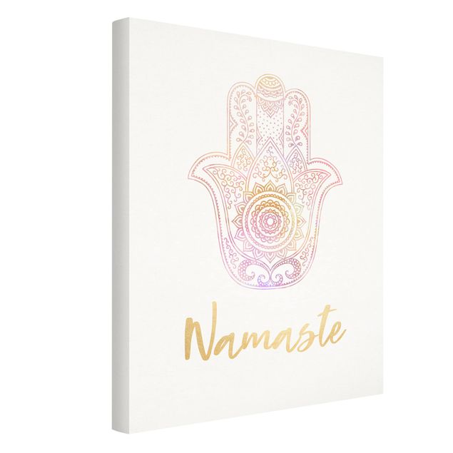 Tableau spirituel Illustration de la main de Fatma Namaste Gold Light Pink