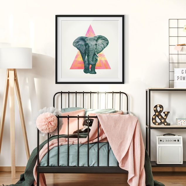 Déco mur cuisine Illustration Elephant Front Triangle Painting
