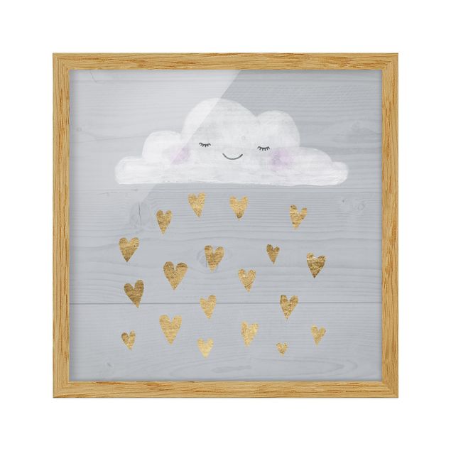 Tableaux gris Nuage avec cœurs d'or