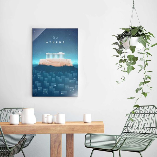 Tableaux en verre architecture & skyline Poster de voyage - Athènes