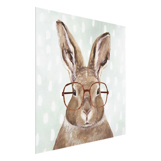 Tableau en verre animaux Animaux avec lunettes - Lapin