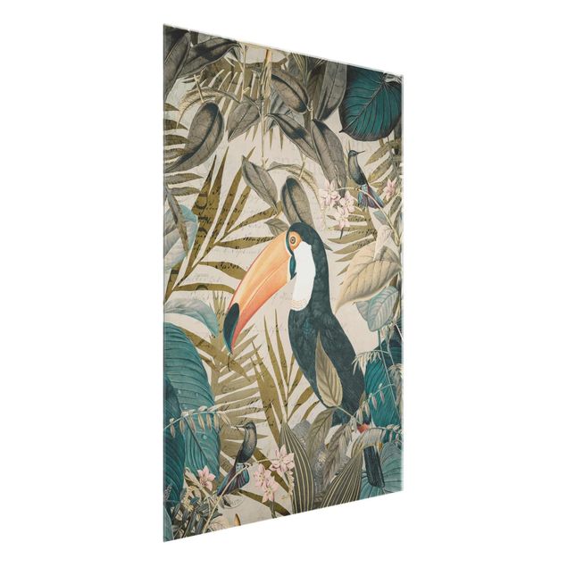 Tableaux moderne Collage vintage - Toucan dans la jungle