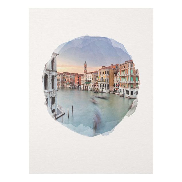 Tableaux moderne Aquarelles - Grand Canal Vue du pont du Rialto Venise