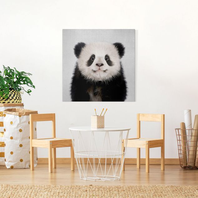 Tableaux sur toile en noir et blanc Bébé Panda Prian