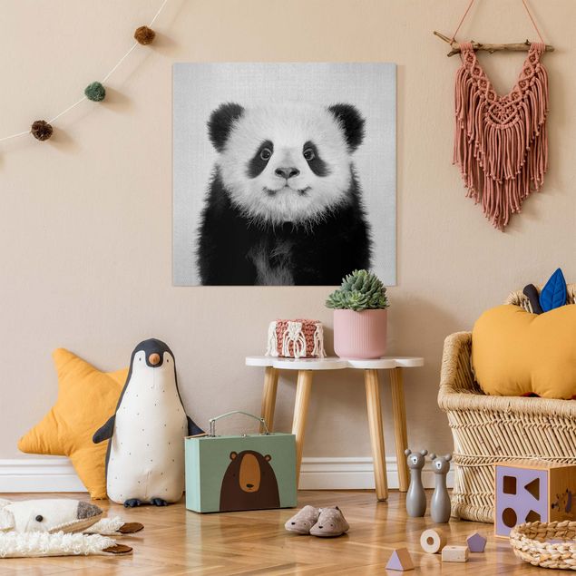 Tableaux sur toile en noir et blanc Bébé Panda Prian Noir et Blanc
