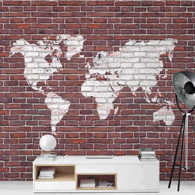 Tapisserie moderne Brick World Map