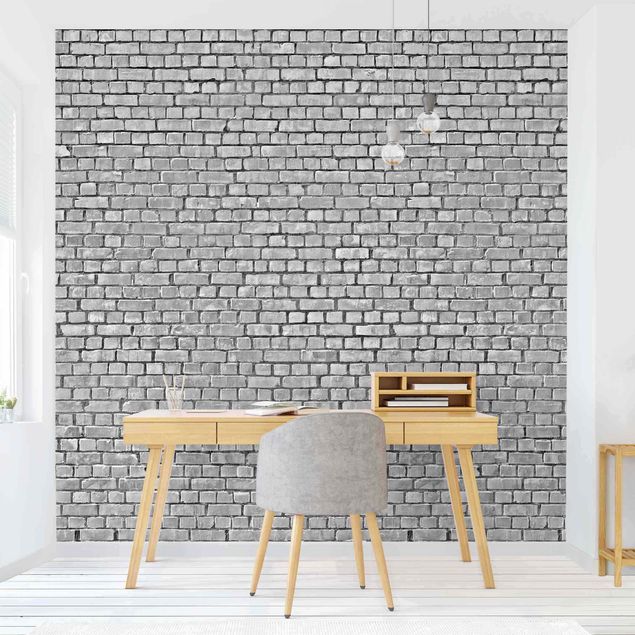 Papier peint brique Papier peint Brick Tile noir et blanc
