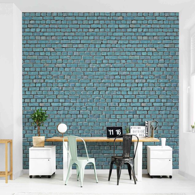 Papiers peints modernes Papier peint Brick Tile bleu turquoise