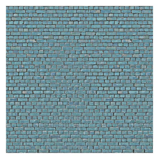 tapisserie panoramique Papier peint Brick Tile bleu turquoise