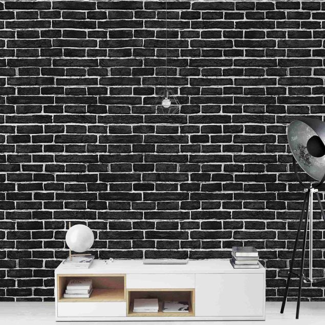 Tapisserie moderne Mur de briques noir