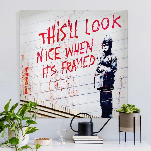 Tableaux sur toile en noir et blanc Nice When Its Framed - Brandalised ft. Graffiti by Banksy