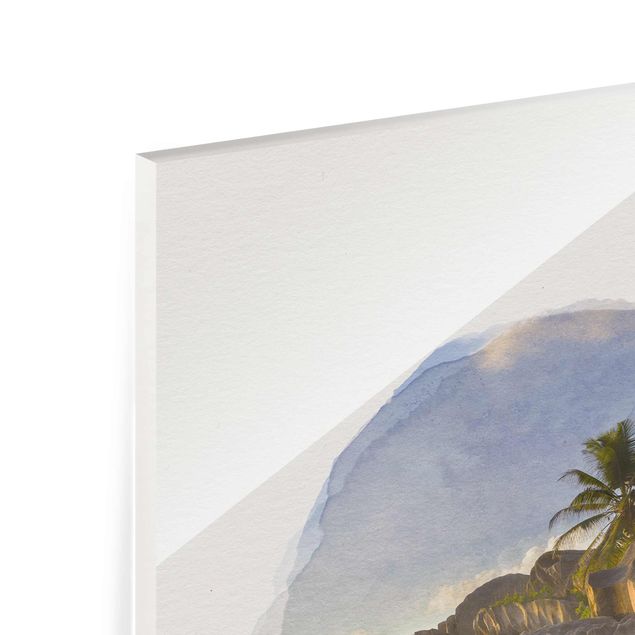 Tableau bord de mer Aquarelles - Coucher de soleil sur l'île du Paradis