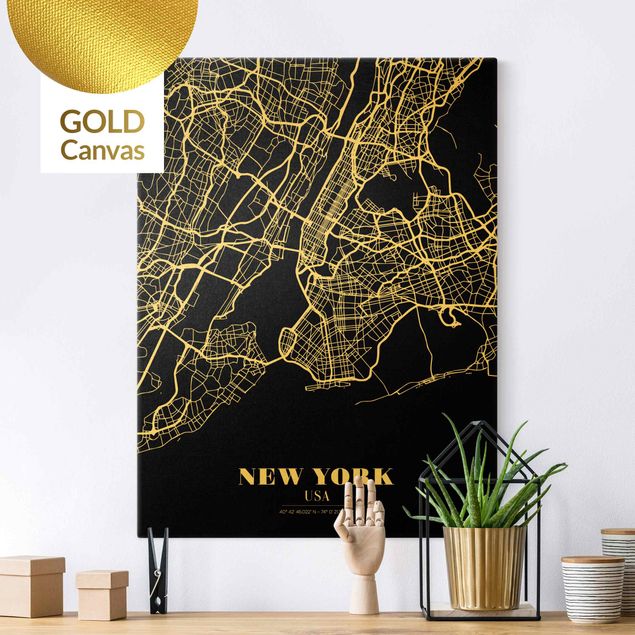 Tableau New York Plan de la ville de New York - Noir classique