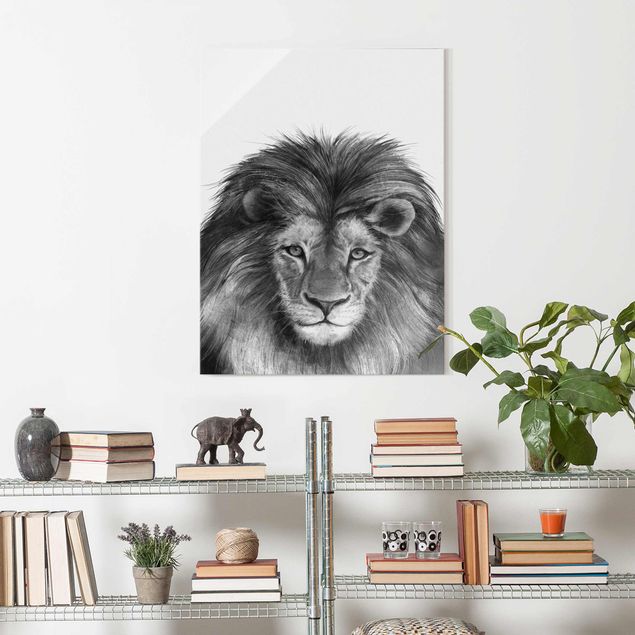 Tableau lion Illustration Lion Monochrome Peinture