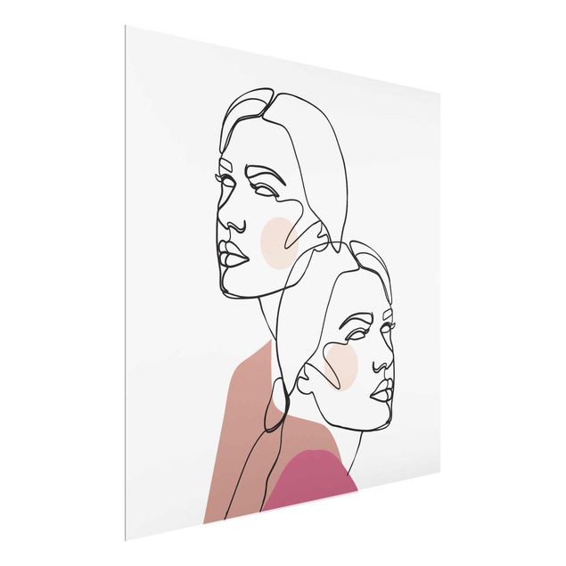 Tableaux modernes Line Art Femme Portrait Joues Rose
