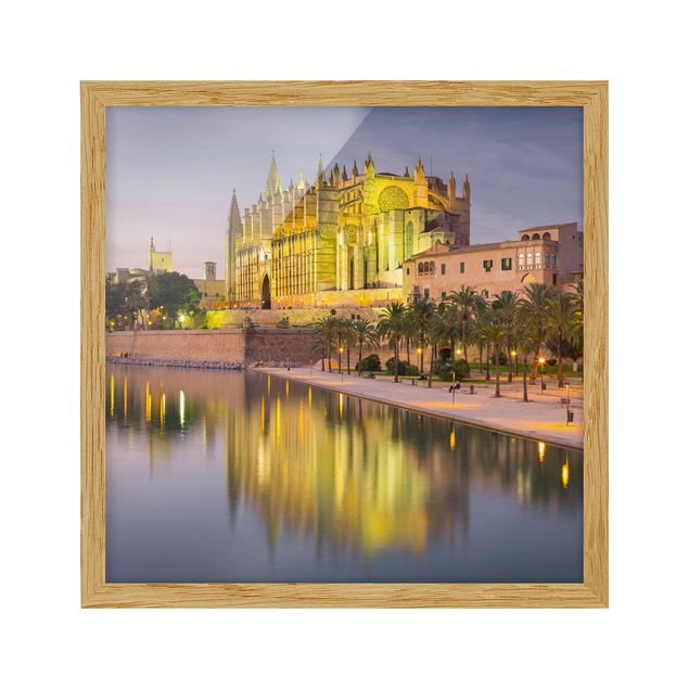 Tableau ville du monde Catedral De Mallorca Réflexion sur l'eau