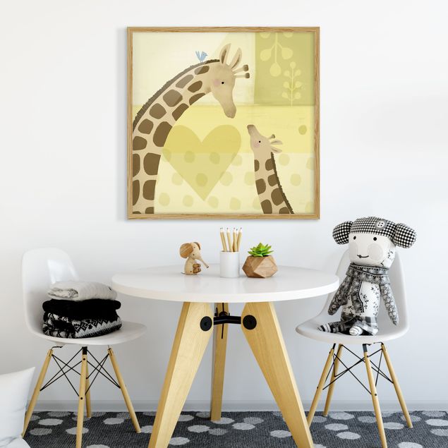 Tableaux encadrés animaux Maman et moi - Girafes