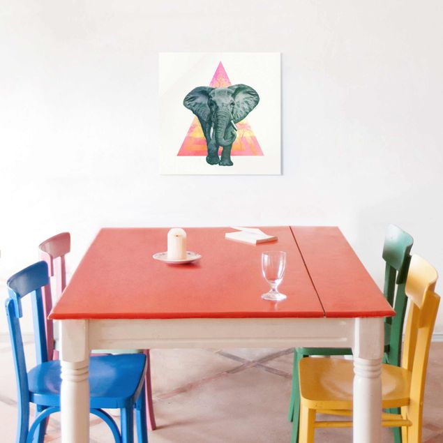 Tableau éléphants Illustration Elephant Front Triangle Painting
