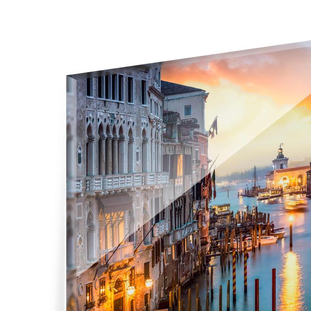 Tableaux en verre architecture & skyline Coucher de soleil à Venise