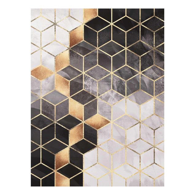 Tableaux moderne Géométrie d'or noir et blanc