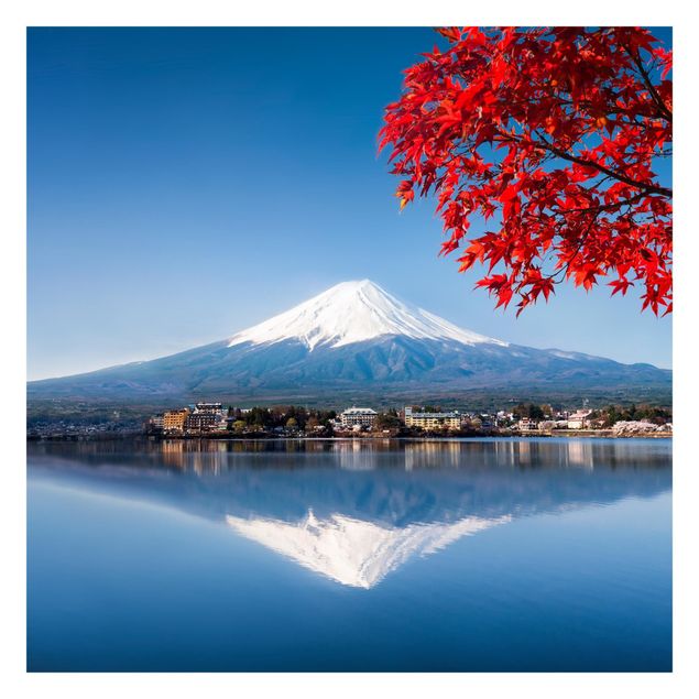 Tapisserie bleu Le Mont Fuji en automne