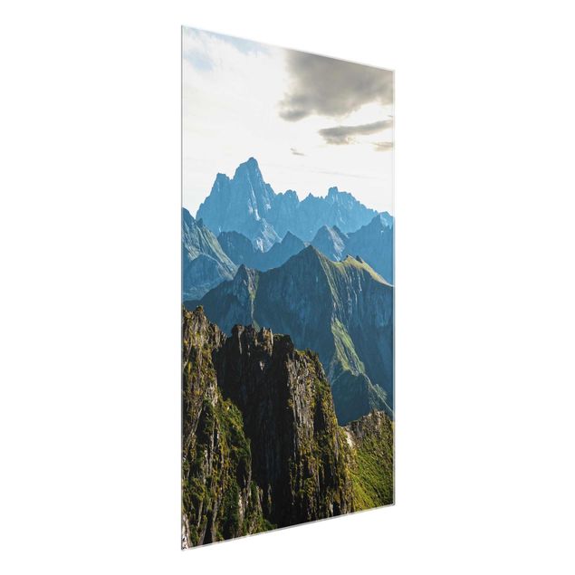 Tableau verre montagne Montagnes sur les Lofoten