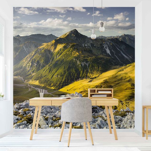 Papier peint montagnes Montagnes et vallée des Alpes Lechtal au Tyrol