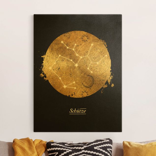 Tableaux moderne Signe du Zodiaque Sagittaire Gray Gold