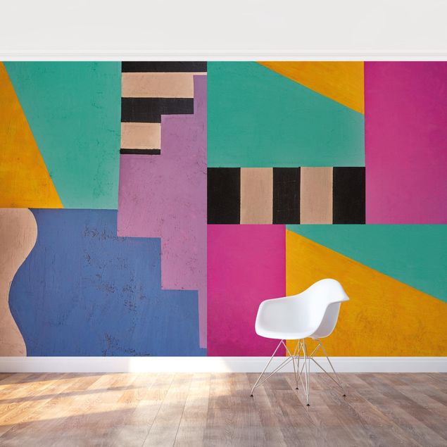 Papier peint motif geometrique Big Bold Color Block Concrete