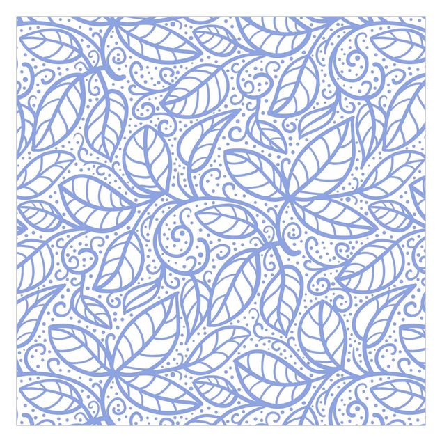 tapisserie panoramique Leaf pattern Boho With Dots In Bluish Purple