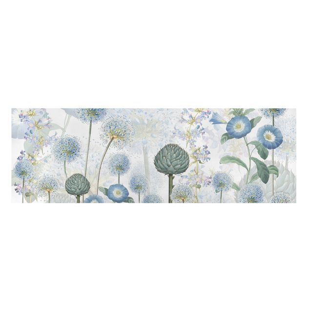 Tableau floral Ombelles d'allium bleues dans le vent