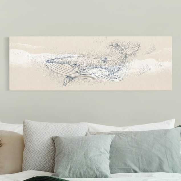Tableau animaux Baleine bleue en pointillés