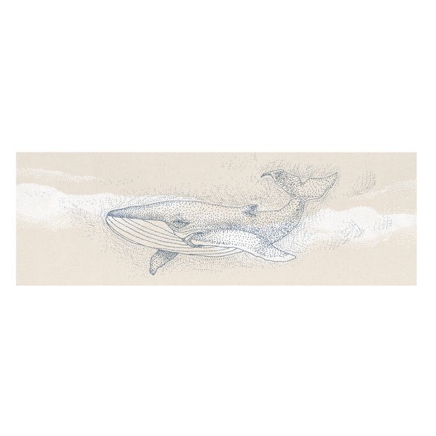 Tableau décoration Baleine bleue en pointillés