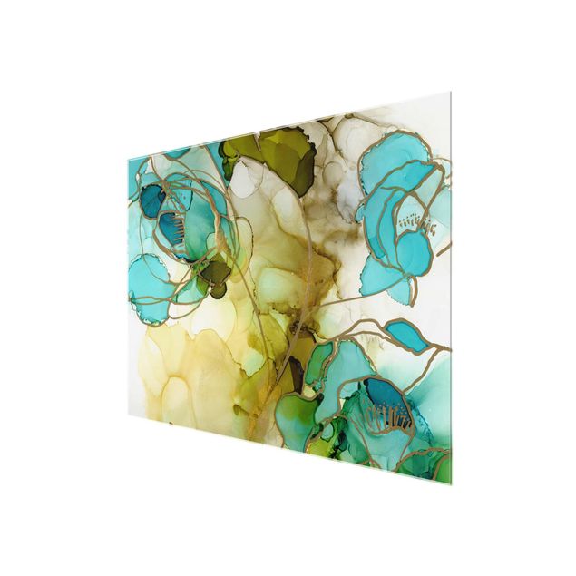 Tableaux muraux Facettes de fleurs à l'aquarelle