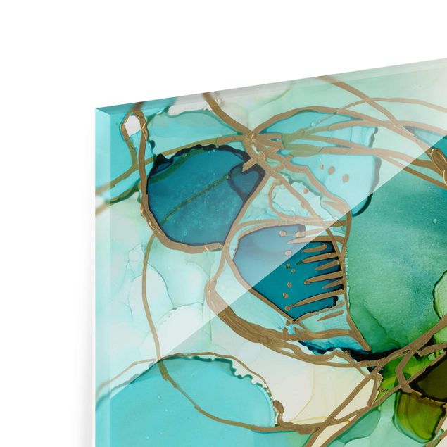 Tableaux en verre magnétique Facettes de fleurs à l'aquarelle