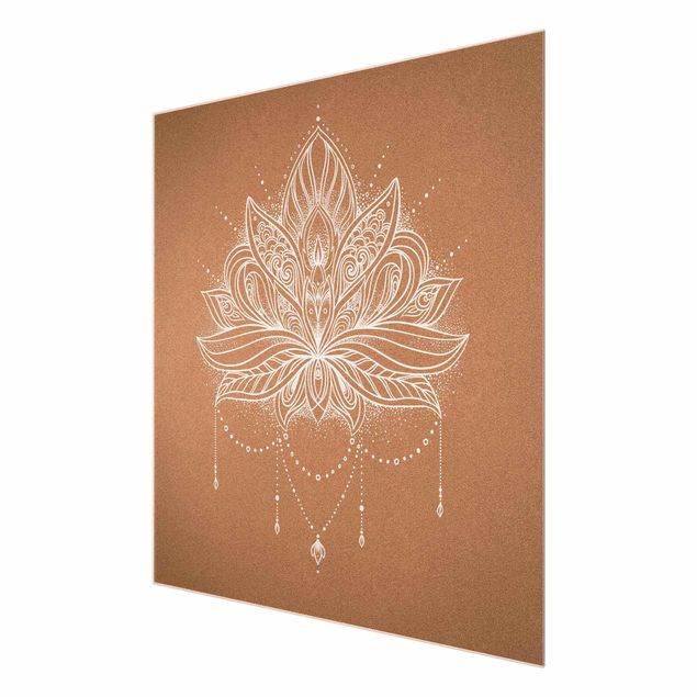 Tableaux muraux Fleur de Lotus Boho imitation liège blanc