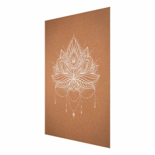 Tableaux muraux Fleur de Lotus Boho imitation liège blanc