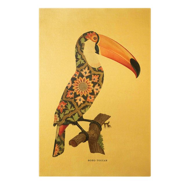 Tableau multicolore Oiseaux Boho - Toucan