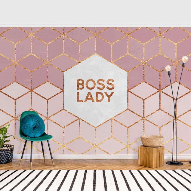 Papiers peints géométriques Boss Lady Hexagones en Rose