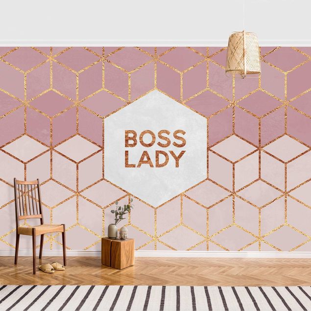 Papiers peints modernes Boss Lady Hexagones en Rose