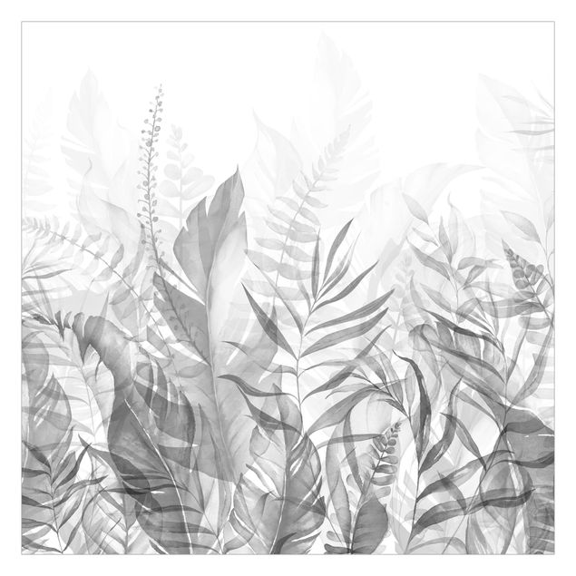 Papier peint - Botany - Tropical Leaves Grey