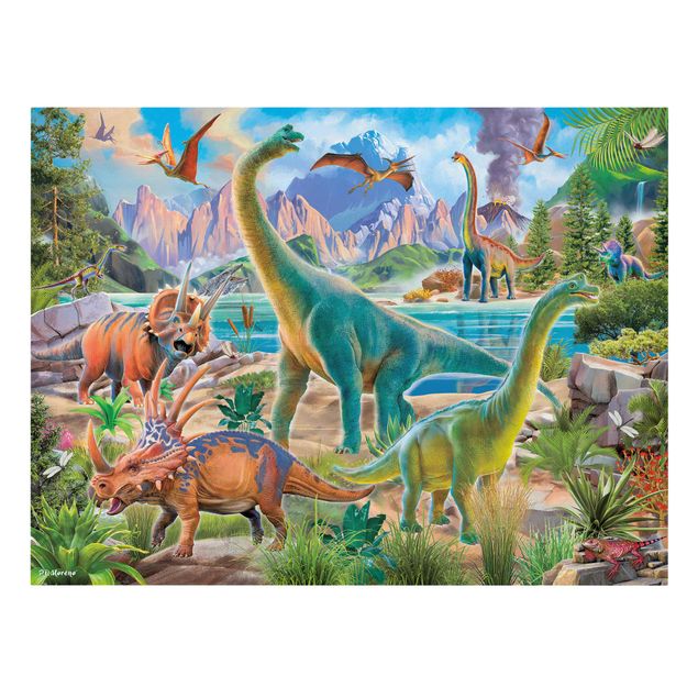 Toile animaux Brachiosaure et triceratops