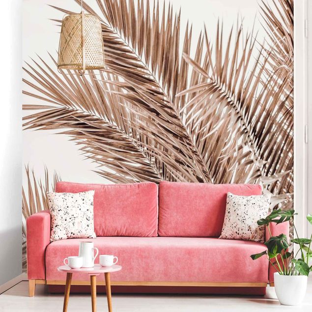 Tapisserie paysage Feuilles de palmier couleur bronze